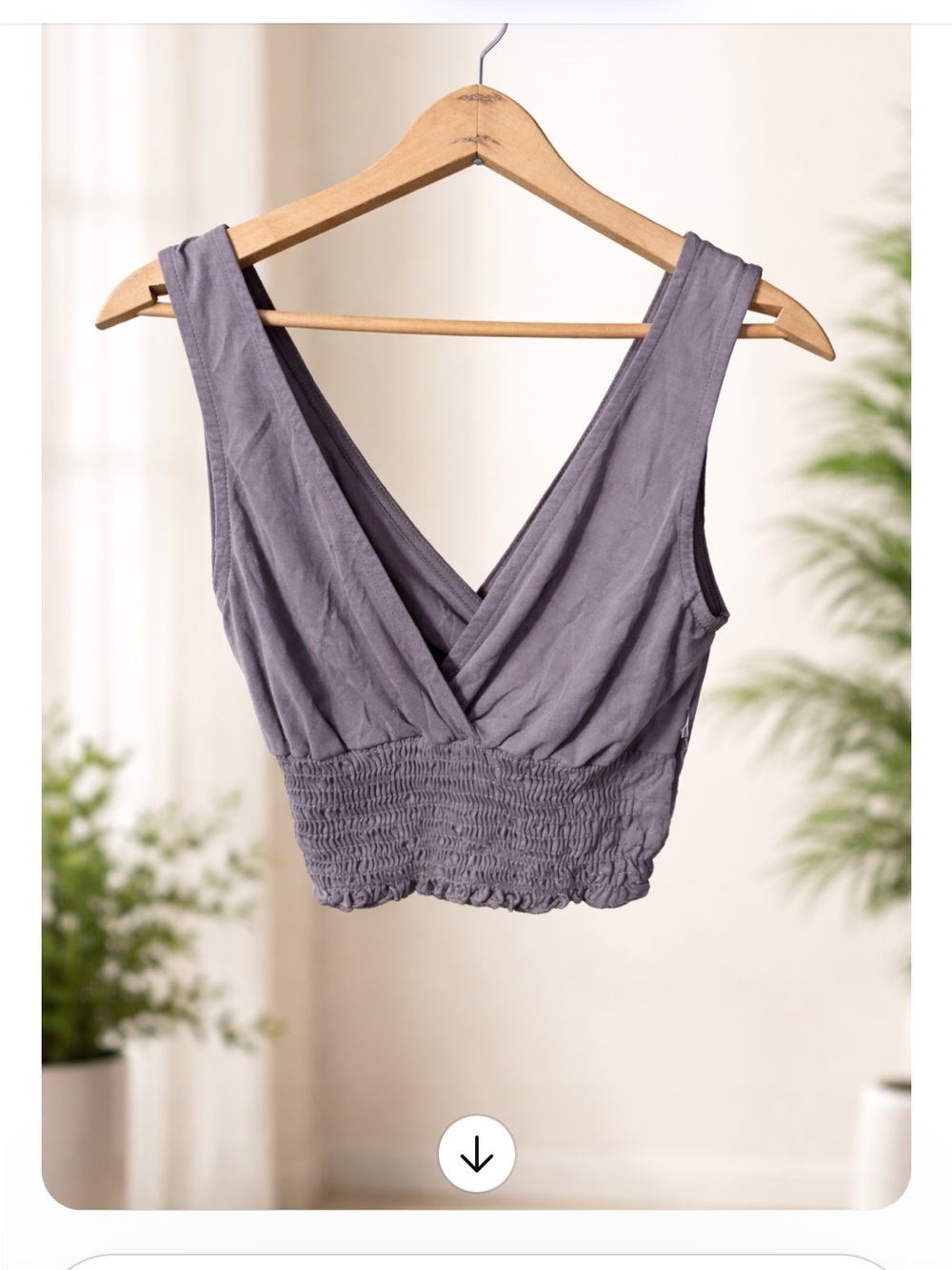 Urban Outfitters Lavender Gray Smocked Wrap Crop Top